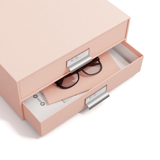 Produktbild 2 för Skrivbordsbyrå med 2 lådor håller A4 Dusty Pink Bigso Box of Sweden