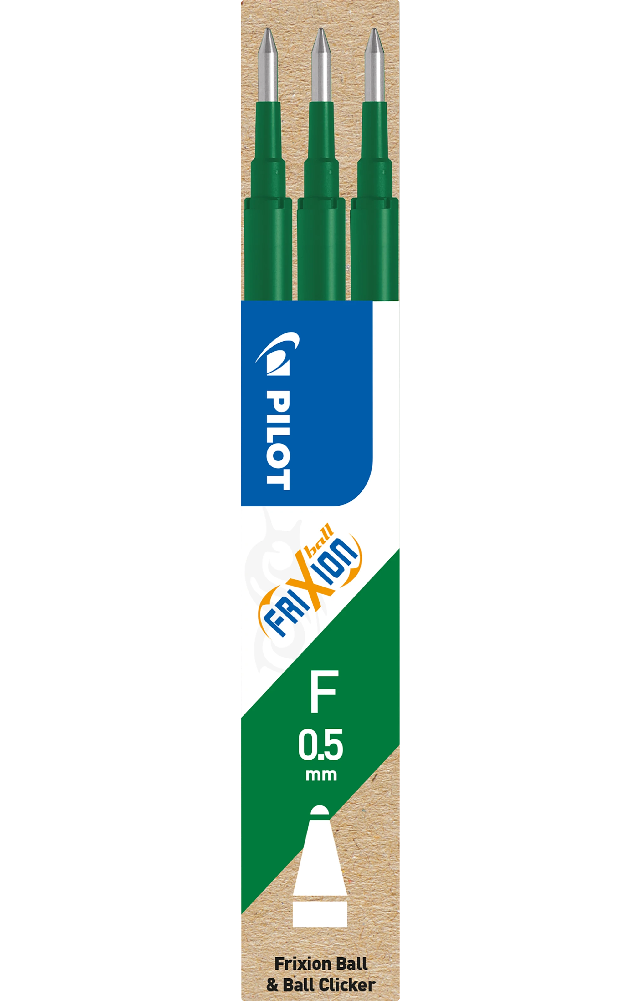 Tuotekuva ille Pilot Täyttöpatruuna Refill Frixion Ball Clicker 0,5 mm, vihreä, 3 kpl/pakkaus
