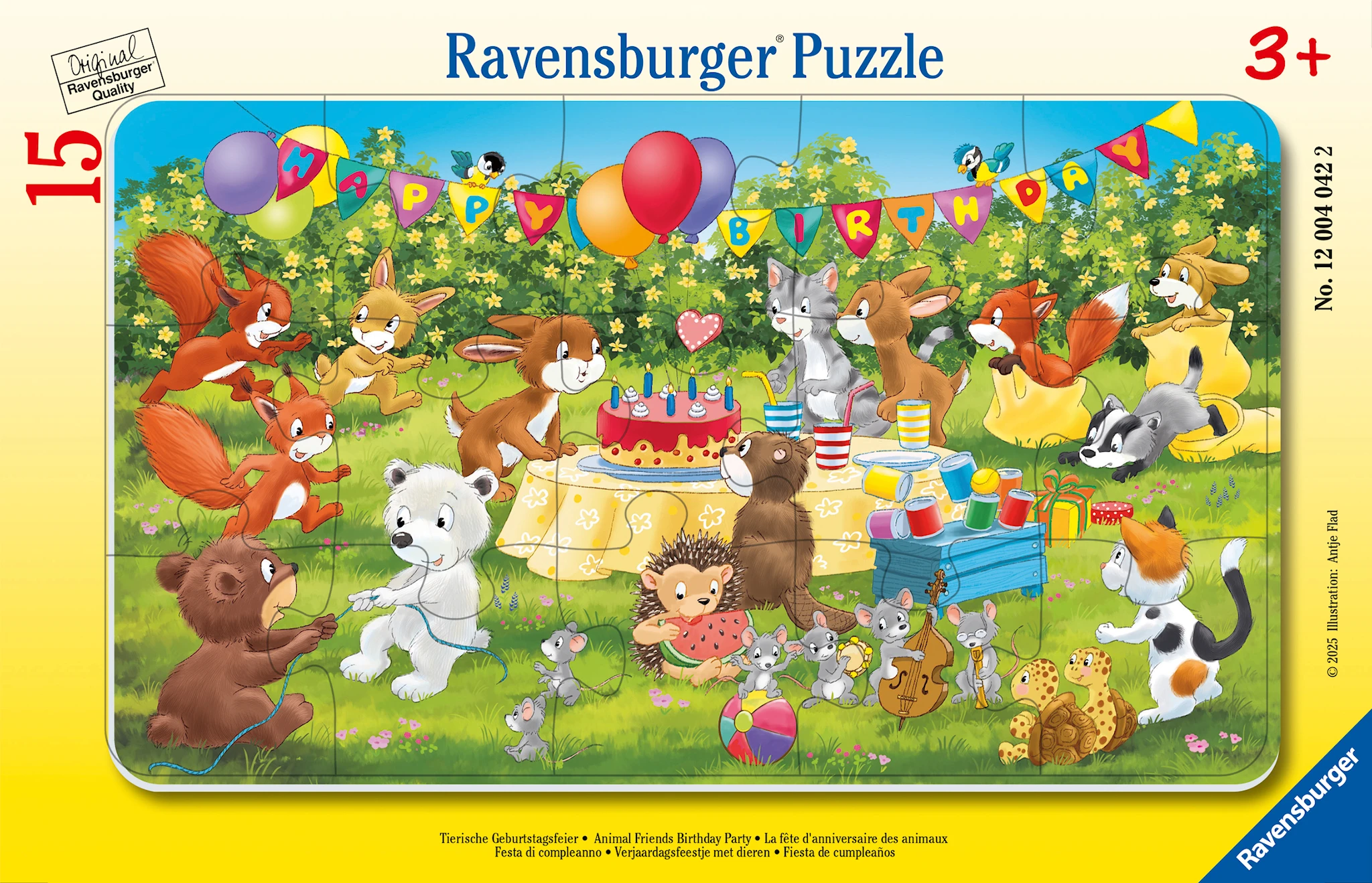 Produktbild för Animal Birthday Party Pussel 15 bitar, Ravensburger