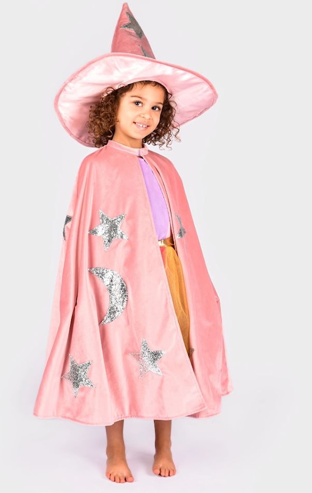 Produktbild 1 för Cape med Hatt Sammet Dusty Pink 104-128 cl Den God Fen