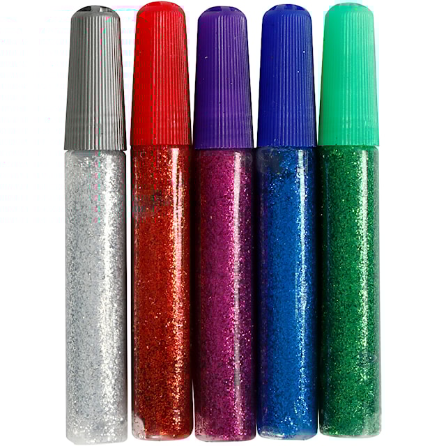 Produktbilde 3 for Glitterlim, ass. farger, 5x10 ml/ 1 pk.