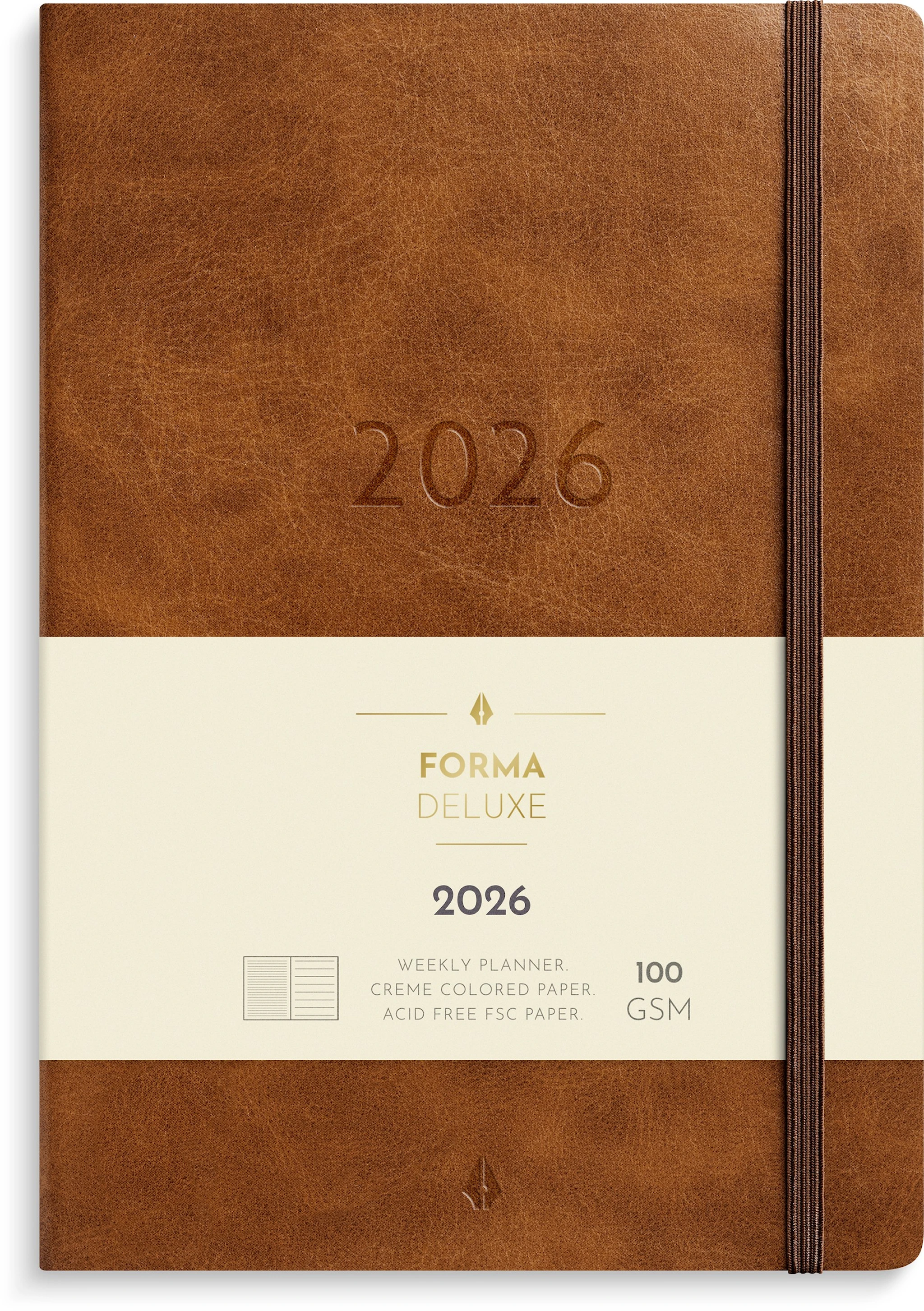 Produktbilde for Kalender 2026 A5 Stor Veckokalender Forma Deluxe Brun Burde