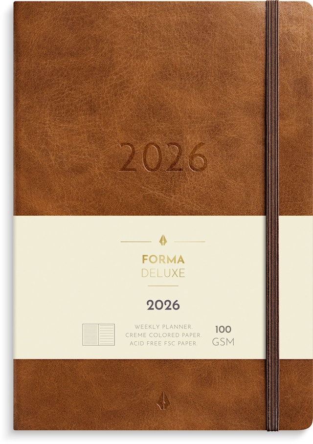 Produktbild 1 för Kalender 2026 A5 Stor Veckokalender Forma Deluxe Brun Burde