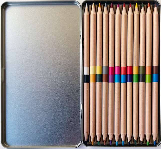 Tuotekuva 2 - Värikynät metallilaatikossa 24 väriä Morris Modern Willow Bough Turkoosi 12 kpl