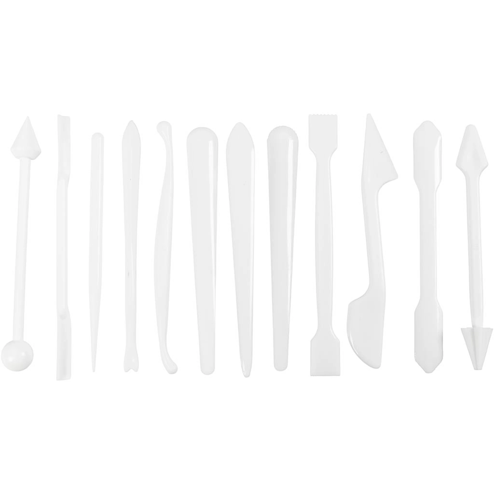 Tuotekuva ille Muovailutyökalut, koko 12,7-14,3 cm, valkoinen, 12 kpl/ 1 pkt