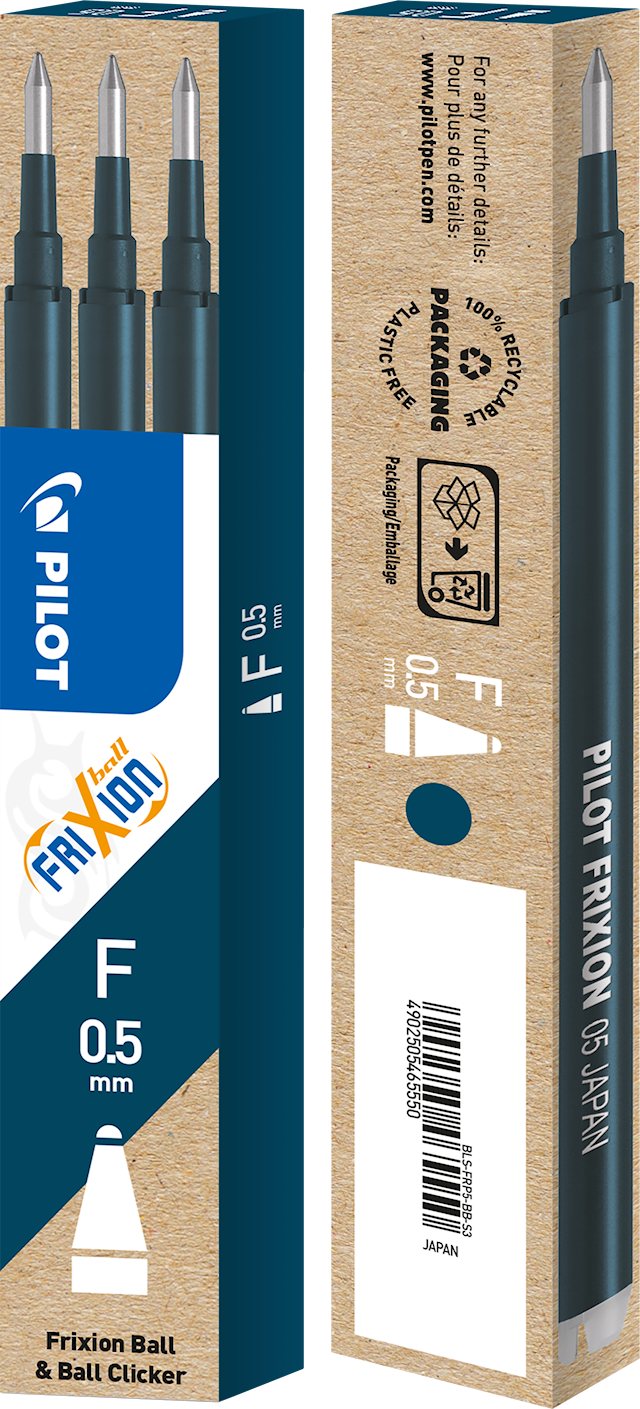Produktbild 2 för Refill Frixion Ball Clicker 0,5 Blåsvart 3-p, Pilot