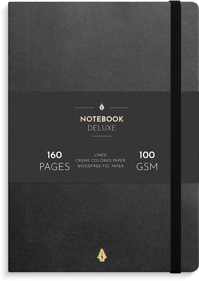 Notatbok A5 Black Deluxe Linjert Burde