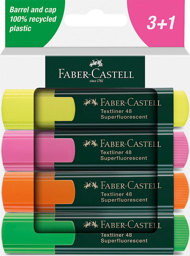 Produktbild 1 för Överstrykningspenna Highlighter TL 48 4-pack Faber Castell