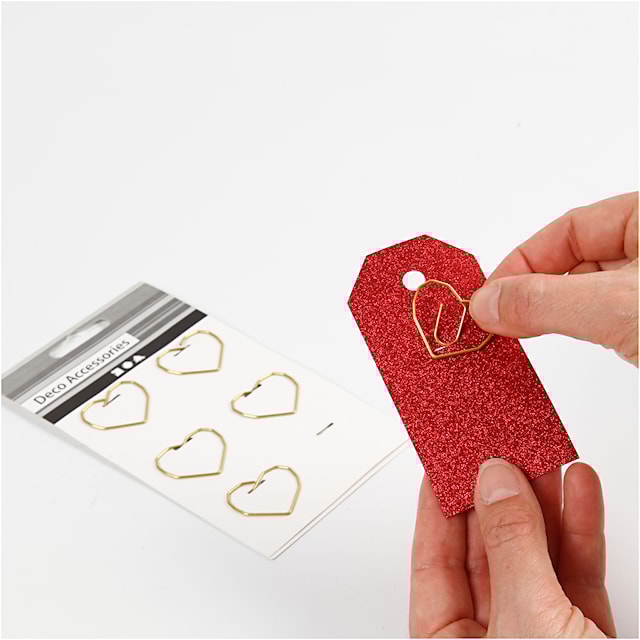 Produktbilde 4 for Klips, hjerte, str. 30x20 mm, gull, 6 stk./ 1 pk.