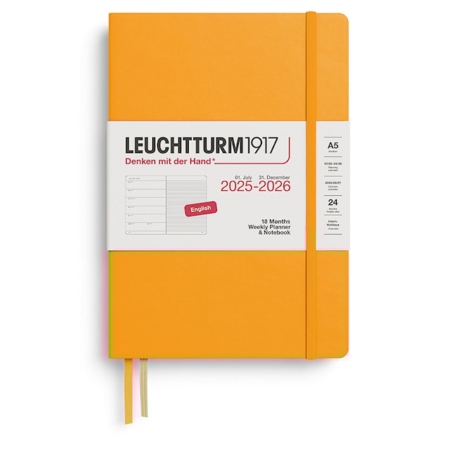 Kalenteri A5 18kk 25–26 Viikkosuunnittelija/Muistikirja Rising Sun Leuchtturm1917