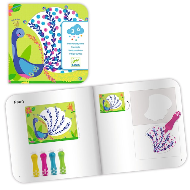 Produktbild 1 för DIY-Kit 4 bilder 8 ark 4 Greppvänliga Tuschpennor Djeco