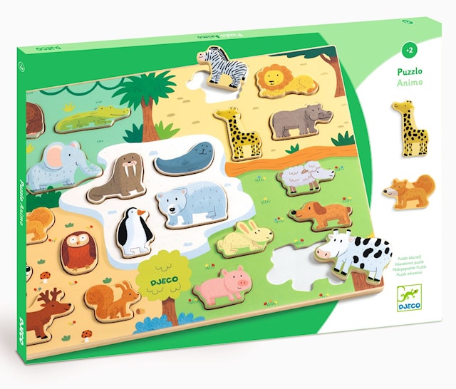Produktbilde 1 for Trepuslespill på Plate 22 Biter Motiv med Ulike Dyr Djeco
