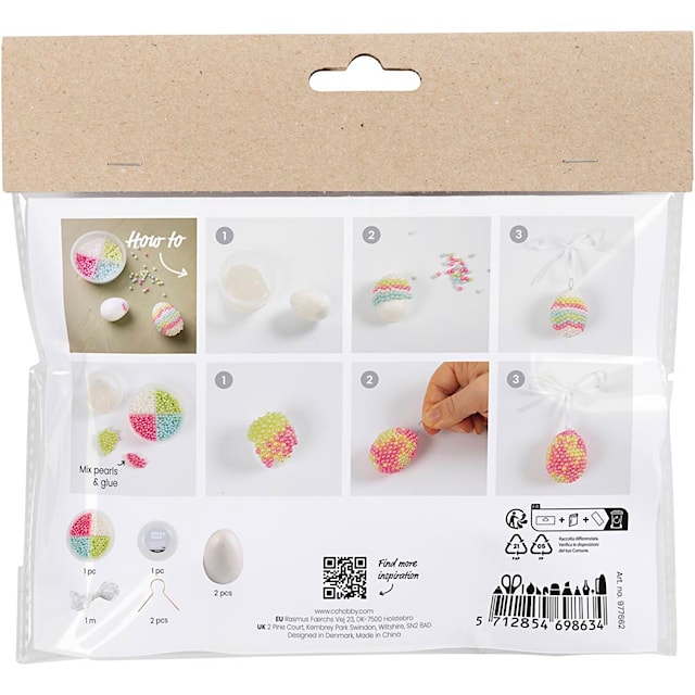 Produktbilde 2 for Mini DIY Kit Modellering, Perleegg, pastellfarger, 1 pk.