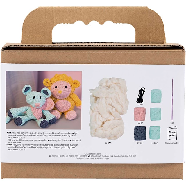 Produktbild 2 för DIY Kit Amigurumi Mus mint & rosa 1 förp