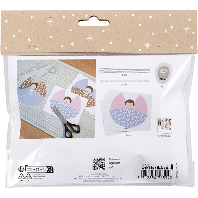 Tuotekuva 2 - Askartelusetti Mini Paperiaskartelu, Enkelit, värilajitelma, 1 pkk/ 1 pkt