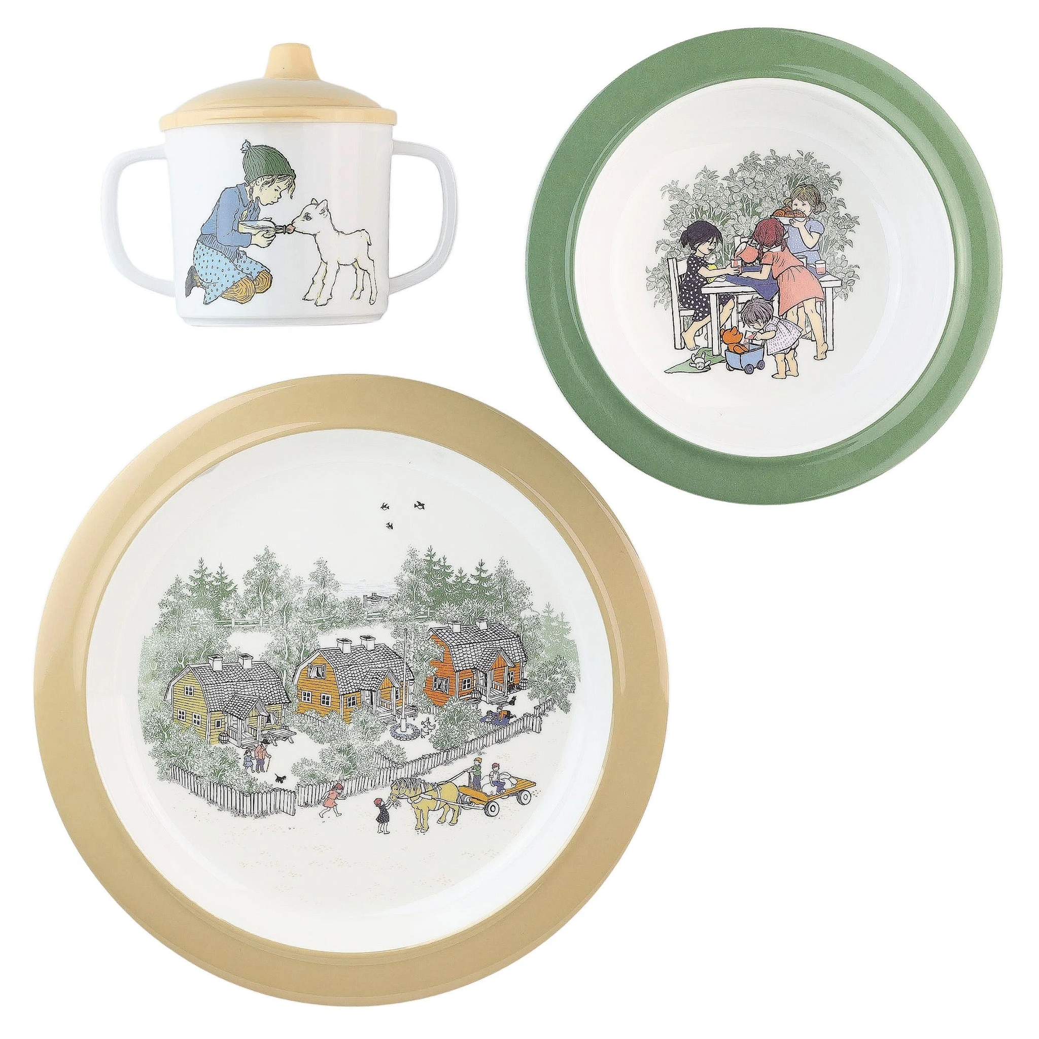 Produktbild för Rätt Start Barnservis 3-delar, Barnen i Bullerbyn