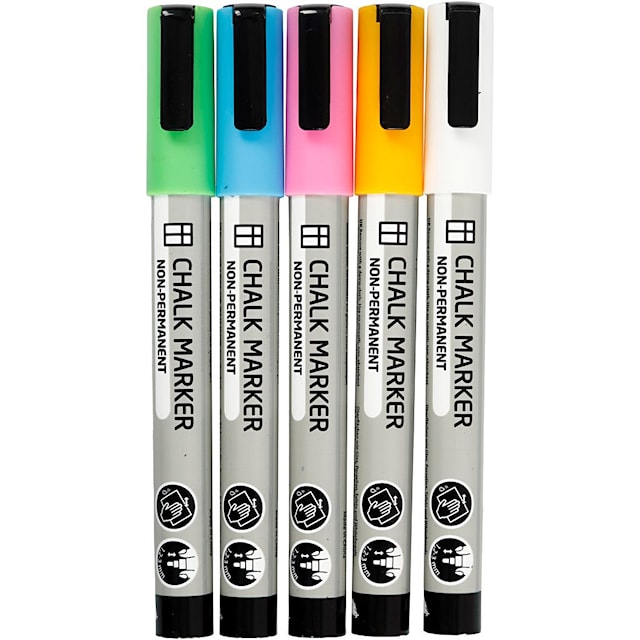 Produktbilde 3 for Chalk Markers, strek 1,2-3 mm, sterke farger, 5 stk./ 1 pk.