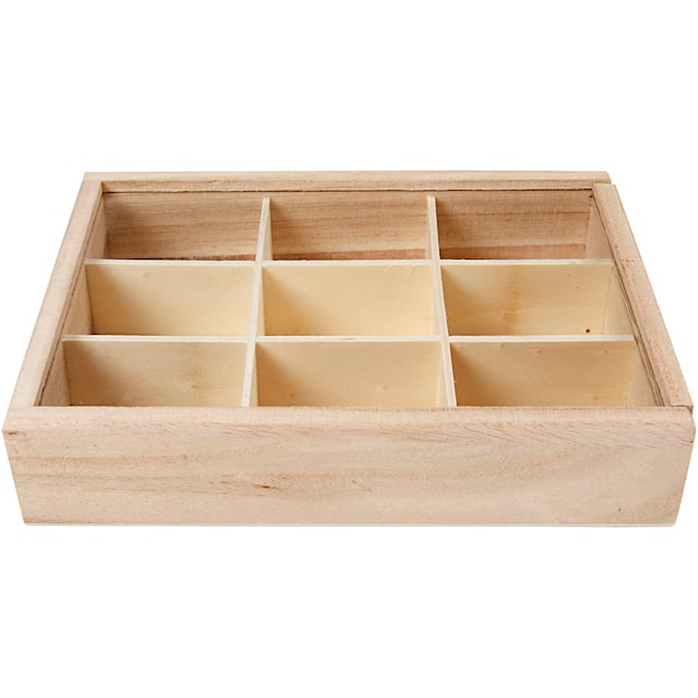 Produktbilde 3 for Eske med rominndeling og skyvelokk, D: 3,5 cm, str. 17x13 cm, 1 stk.