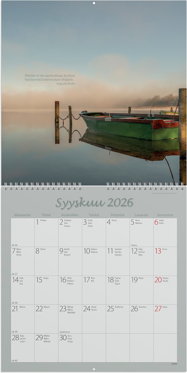 Tuotekuva 2 - Seinäkalenteri 2026 Carpe Diem 300x300 mm Burde