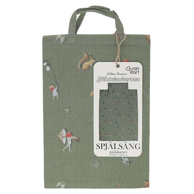 Produktbild 3 för Elsa Beskow Tomtebobarnen Påslakanset spjälsäng grön Rätt Start