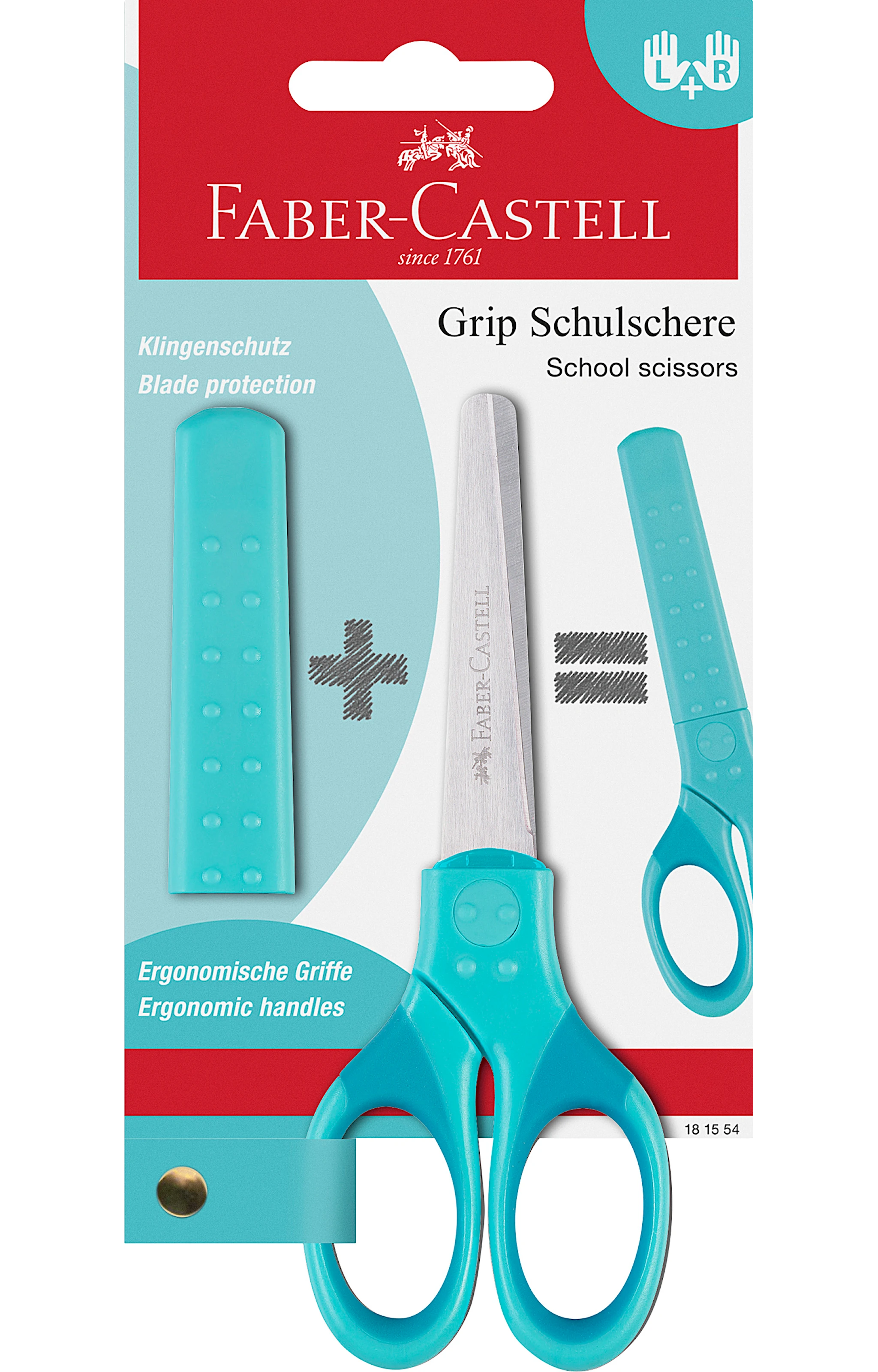 Tuotekuva ille Grip School, Sakset, Turkooosi, oikea- ja vasenkätiset lapset, Faber-Castell