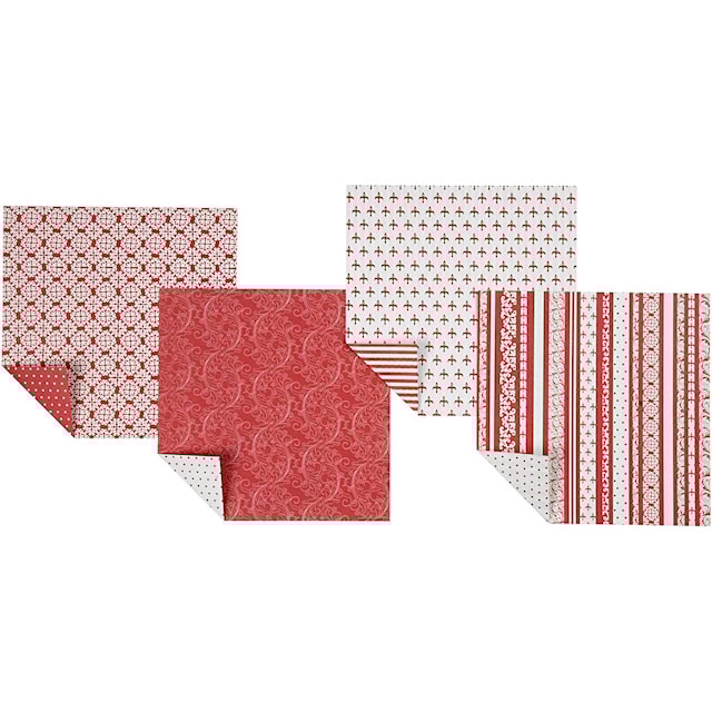 Produktbild 2 för Origamipapper röda och vita 10x10 cm 80 g 50 ark.