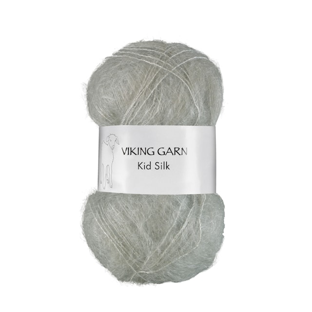 Kid/Silk Garn 25 g Støvet Lys Grønn 384 Viking Garn