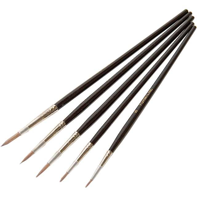 Vannfargepenselsett laget av imitert mårhår, 5 stk./ 1 pose