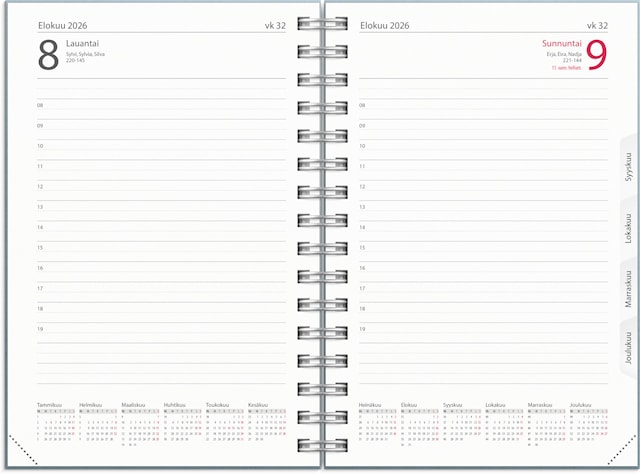 Tuotekuva 2 - Kalenteri 2026 Päiväkirja Textile sininen 135x205 mm Burde