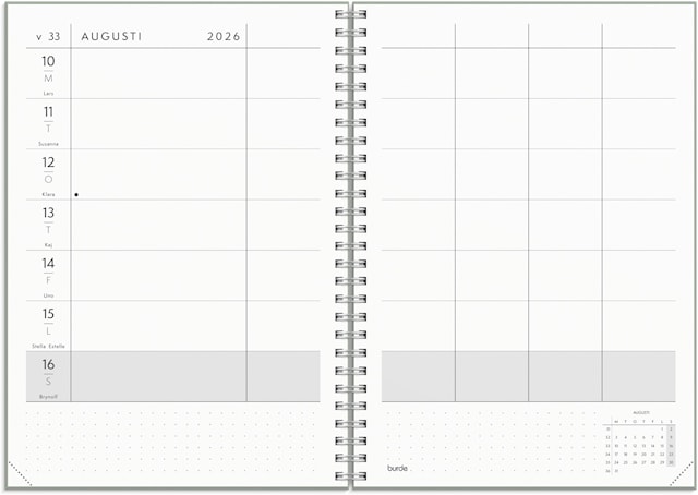 Produktbild 2 för Kalender 2026 A5 Plan More Grön Burde