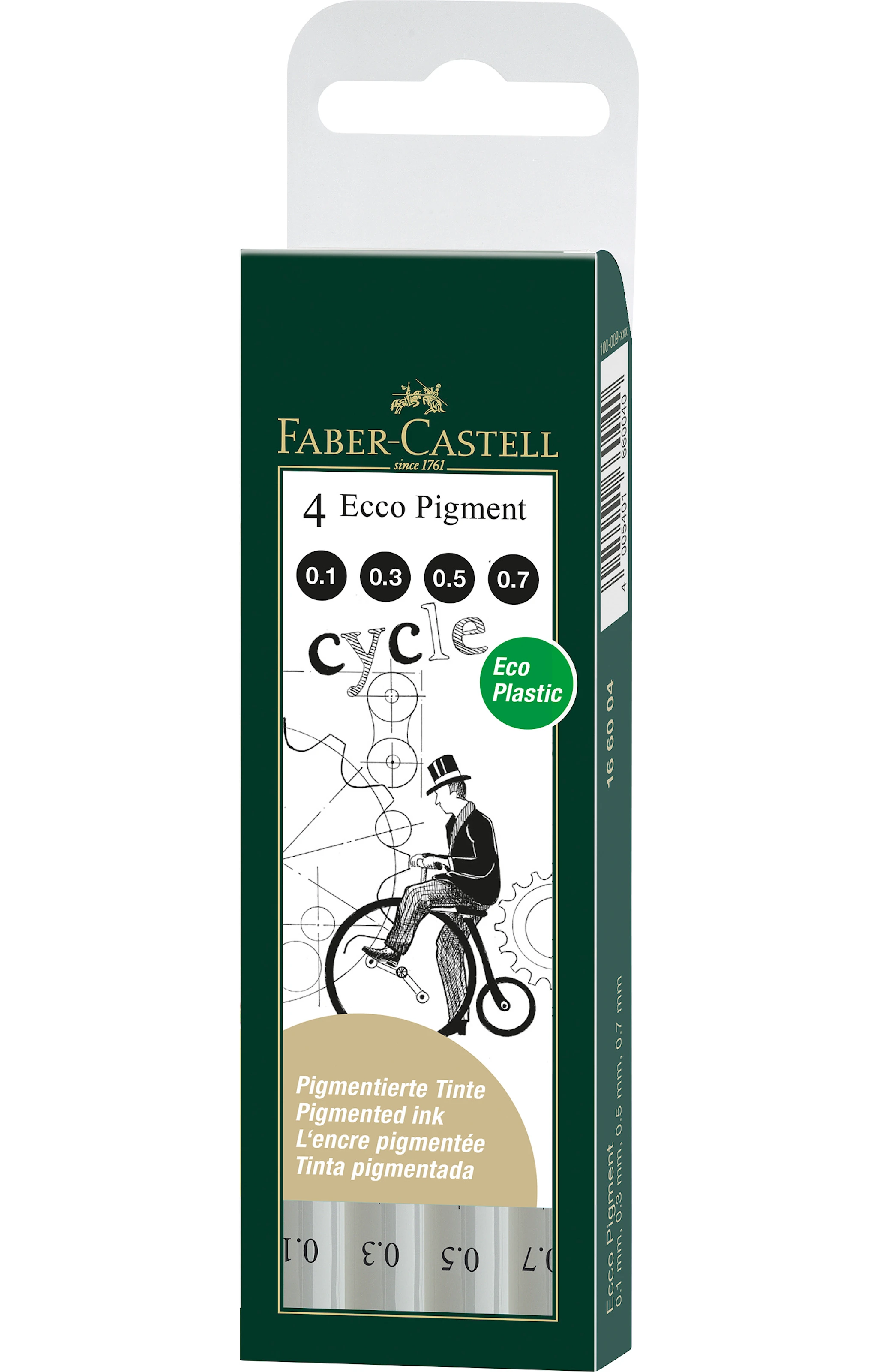 Produktbilde for Fineliner Svart Ecco Pigment 0.1/0.3/0.5/0.7 4-pack Faber Castell