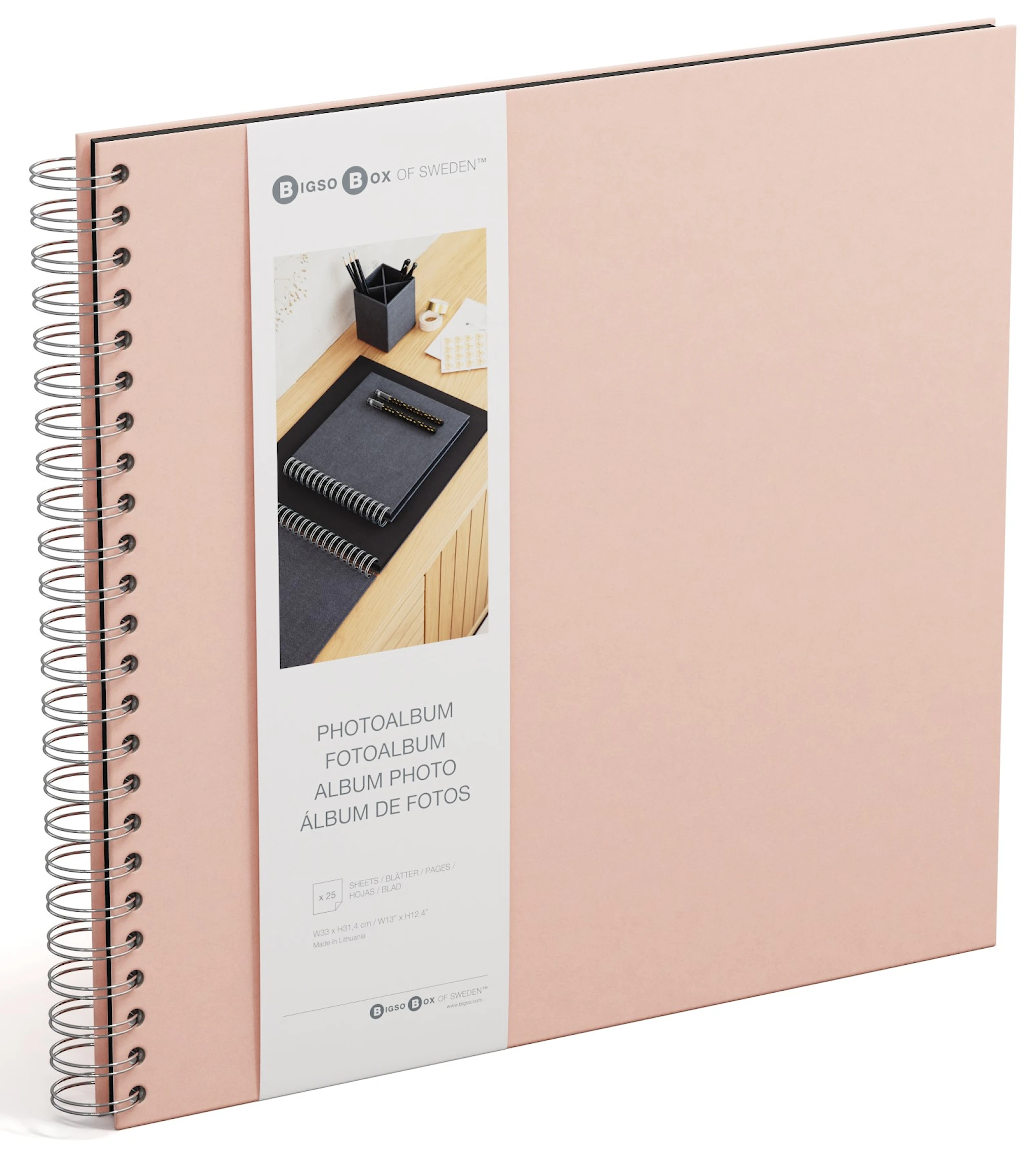 Produktbilde for Fotoalbum Dusty Pink med svarte ark 35x31,5cm Bigso Box of Sweden