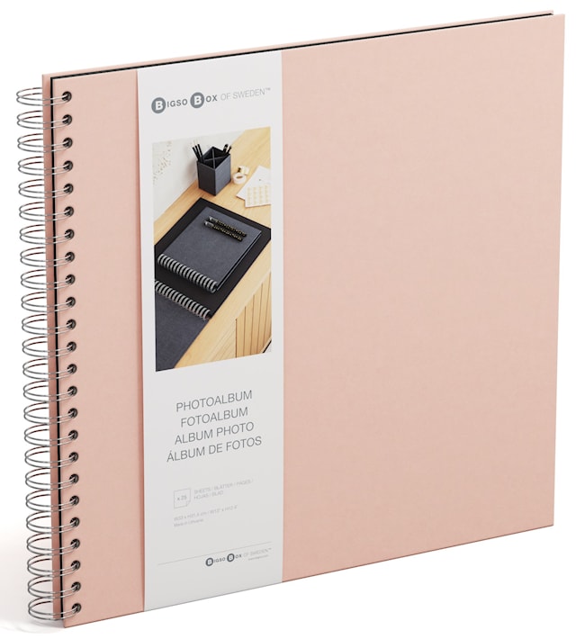 Tuotekuva 1 - Valokuva-albumi Dusty Pink Mustilla Lehdyköillä 35x31,5cm Bigso Box of Sweden
