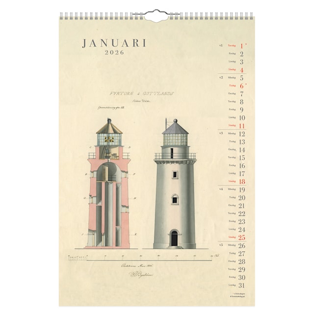 Produktbild 3 för Väggkalender Svenska fyrar 2026