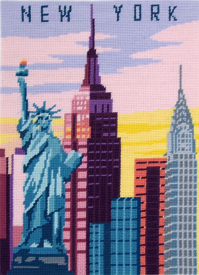 Broderi Förtryckt Canvas 29,7 x 42 cm, Motiv New York