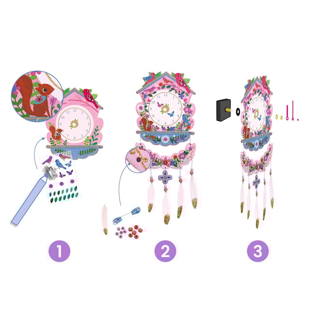 Produktbild 4 för Pyssla ett Gökur med riktigt urverk Djeco