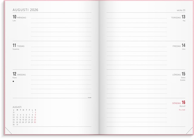 Produktbild 2 för Kalender 2026 A5 Senator Vega Rosa Burde