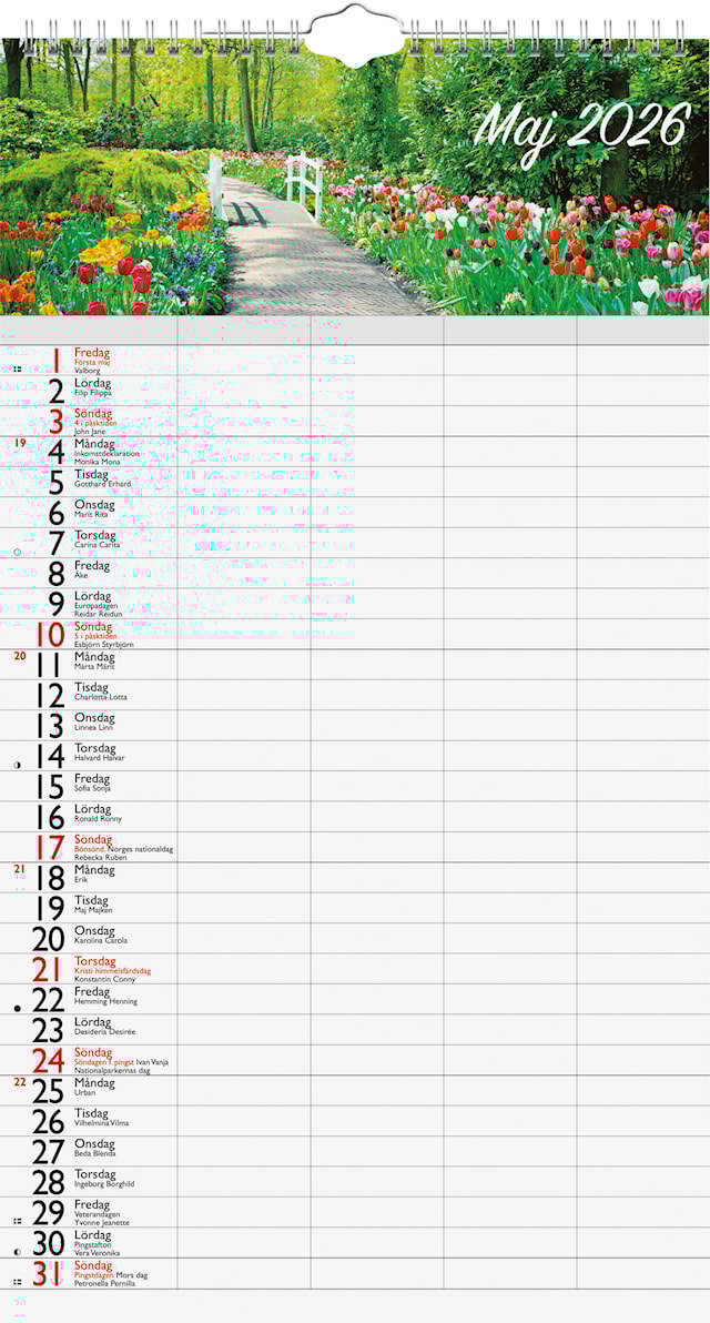 Produktbild 2 för Familjekalender 4 kolumner Helår 2026 Almanacksförlaget