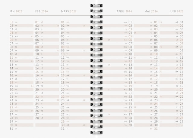 Produktbild 3 för Kalender 2026 A5 Black Marble Almanacksförlaget
