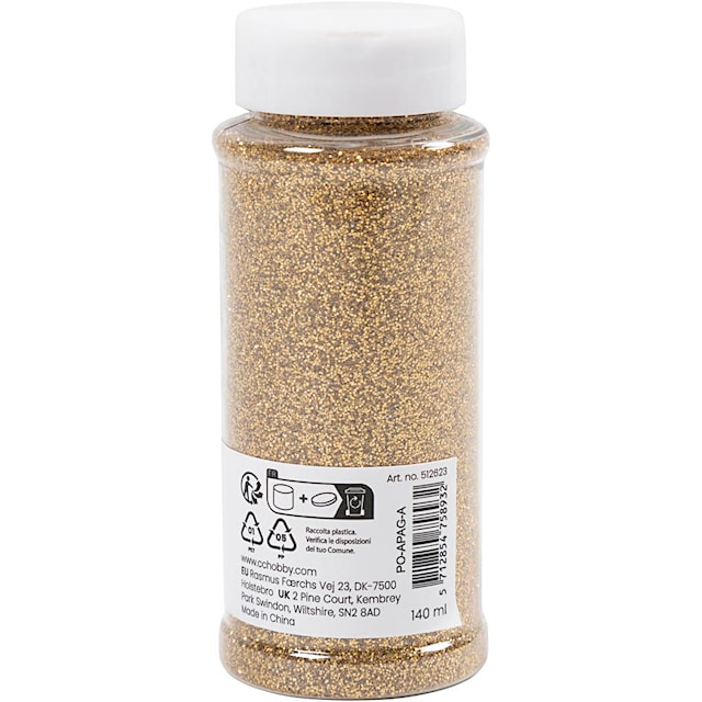 Produktbilde 3 for Biologisk nedbrytbart glitter, gull, 140 ml/ 1 boks