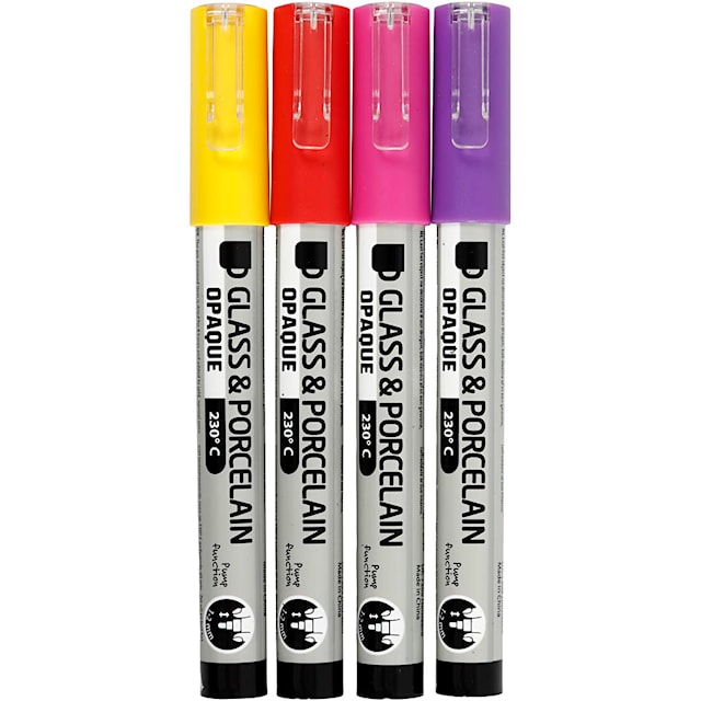 Produktbild 1 för Glas- och porslinstusch Lila, Rosa, Röd, Gul 4-pack Creativ Company