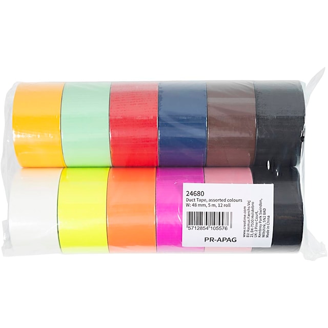 Produktbilde 1 for Gaffatape, Ensfarget, B: 48 mm, ass. farger, 12x5 m/ 1 pk.