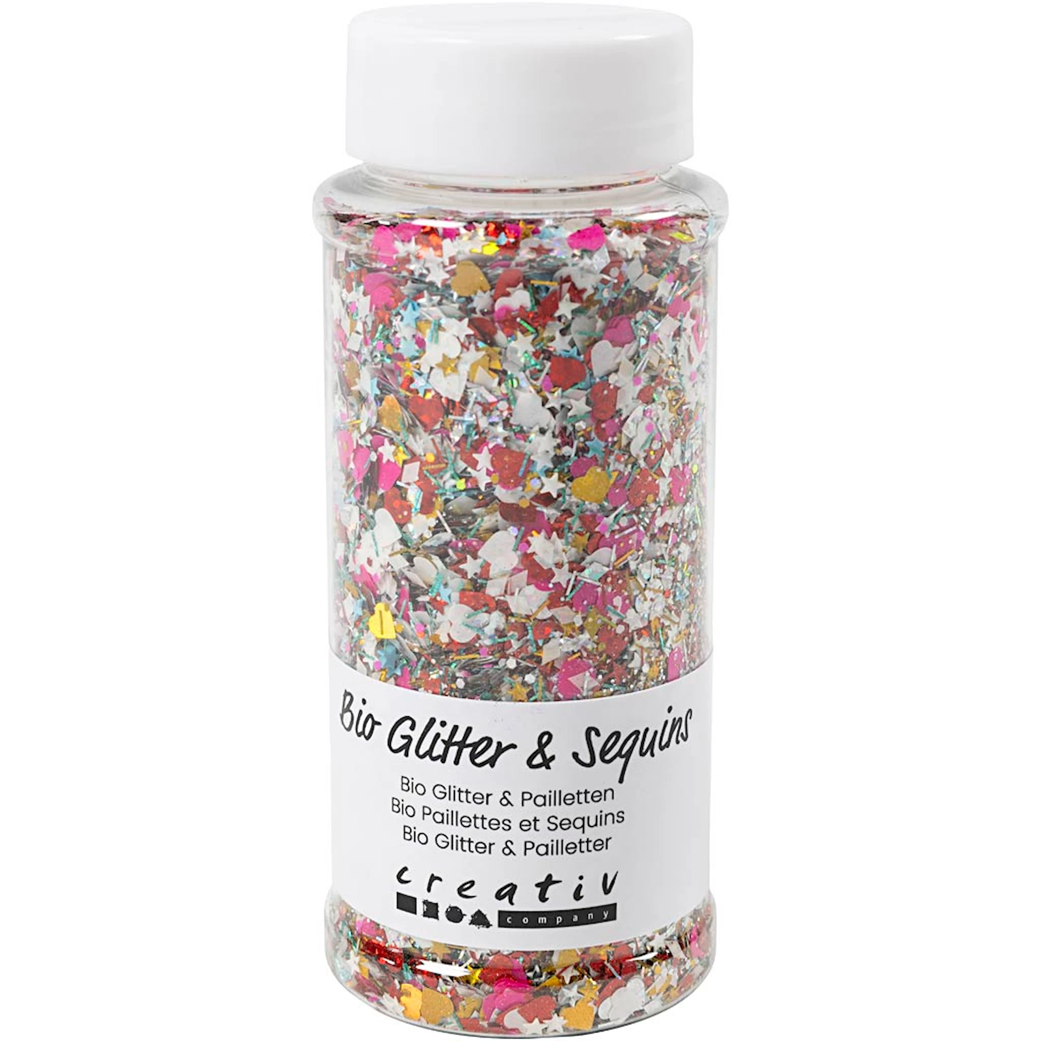 Produktbilde for Biologisk nedbrytbart glitter og paljetter, ass. farger, 140 ml/ 1 boks