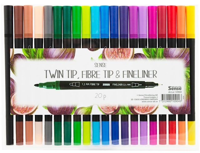 Fineliner Dubbelspets 20-p Sense