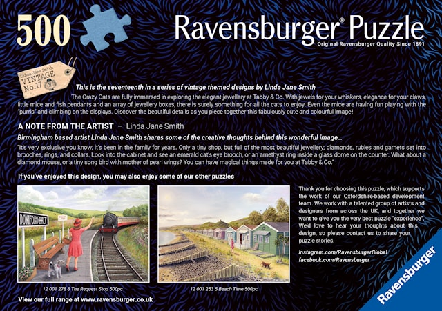 Produktbilde 3 for Crazy Cats Taby &amp; Co. Puslespill 500 brikker, Ravensburger
