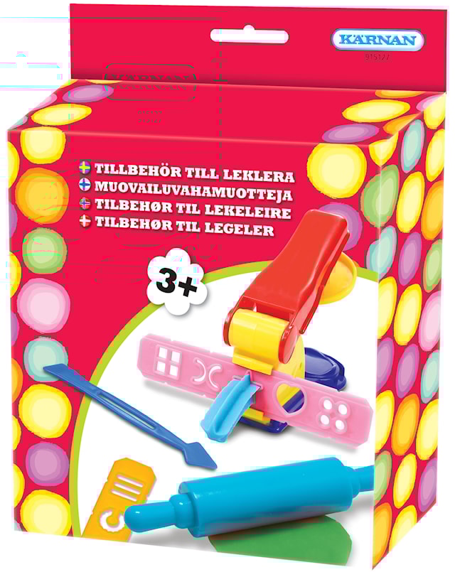 Tuotekuva 1 - Leikkimassakirja tarvikkeiden kanssa Kärnan