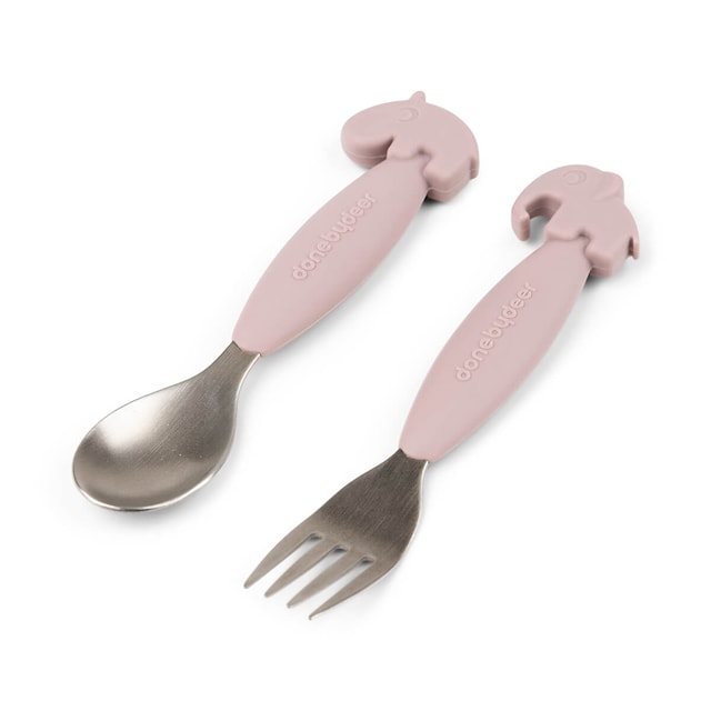 Tuotekuva 2 - Done by Deer Easy-grip spoon and fork set Deer friends Powder