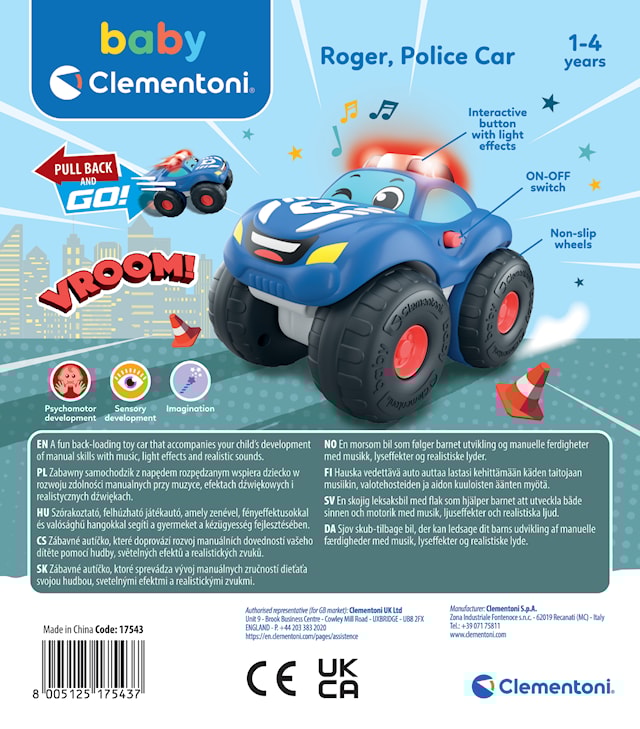 Produktbild 3 för Stunt Wheels Polis Pullback Bil Clementoni