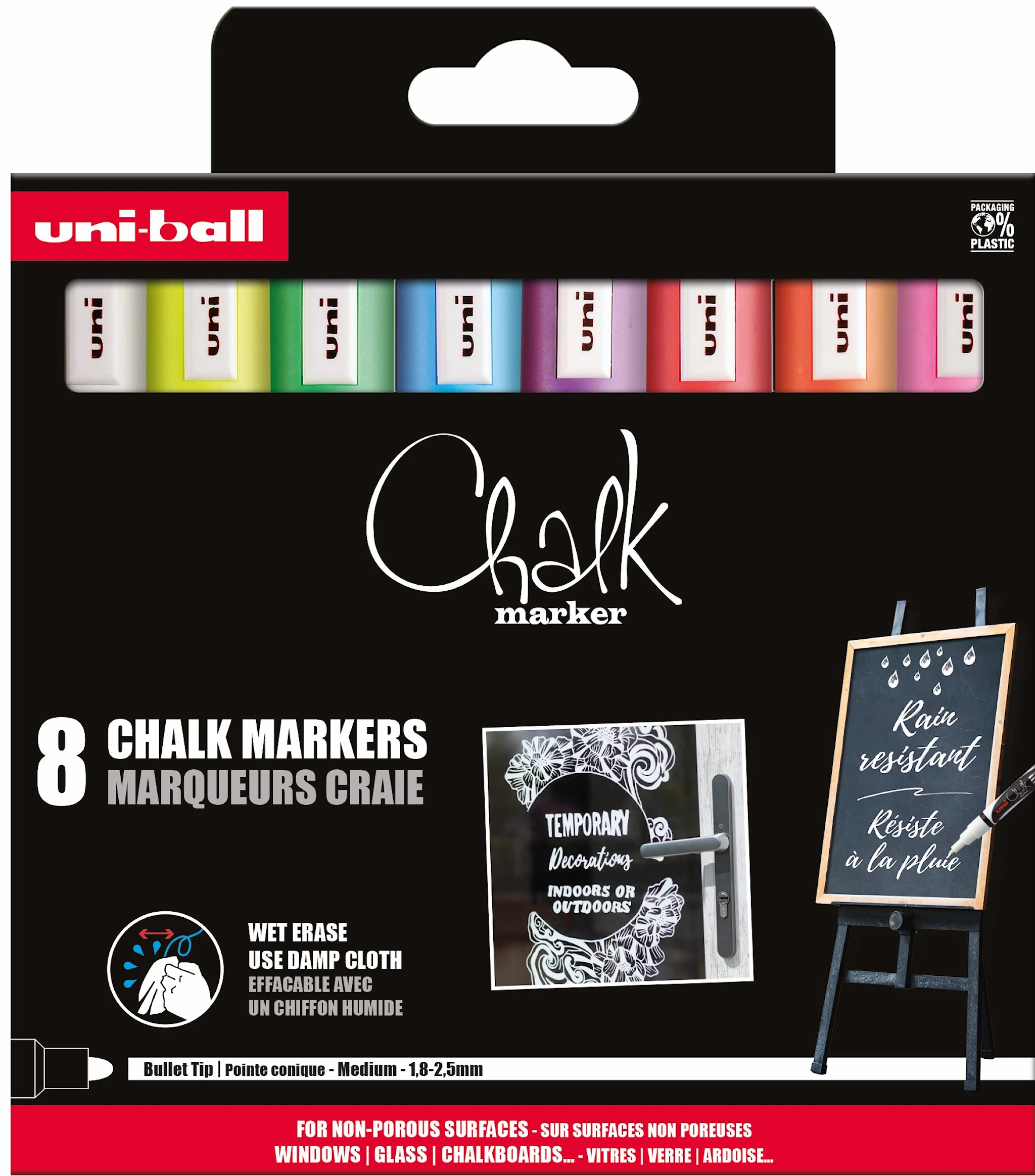 Produktbild för Märkpenna Chalk Marker PWE-5M 8-pack Posca