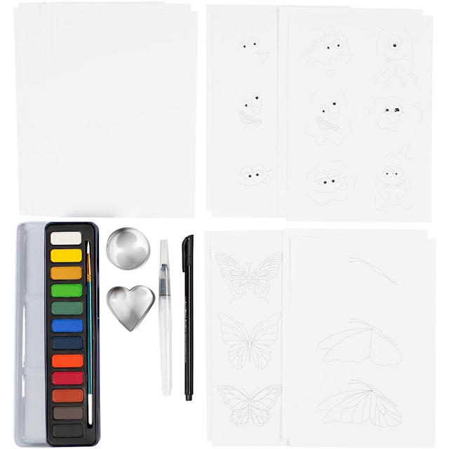 Produktbild 4 för DIY Kit Akvarell Fjärilar & Monster Lærke Egefjord x Creativ Company